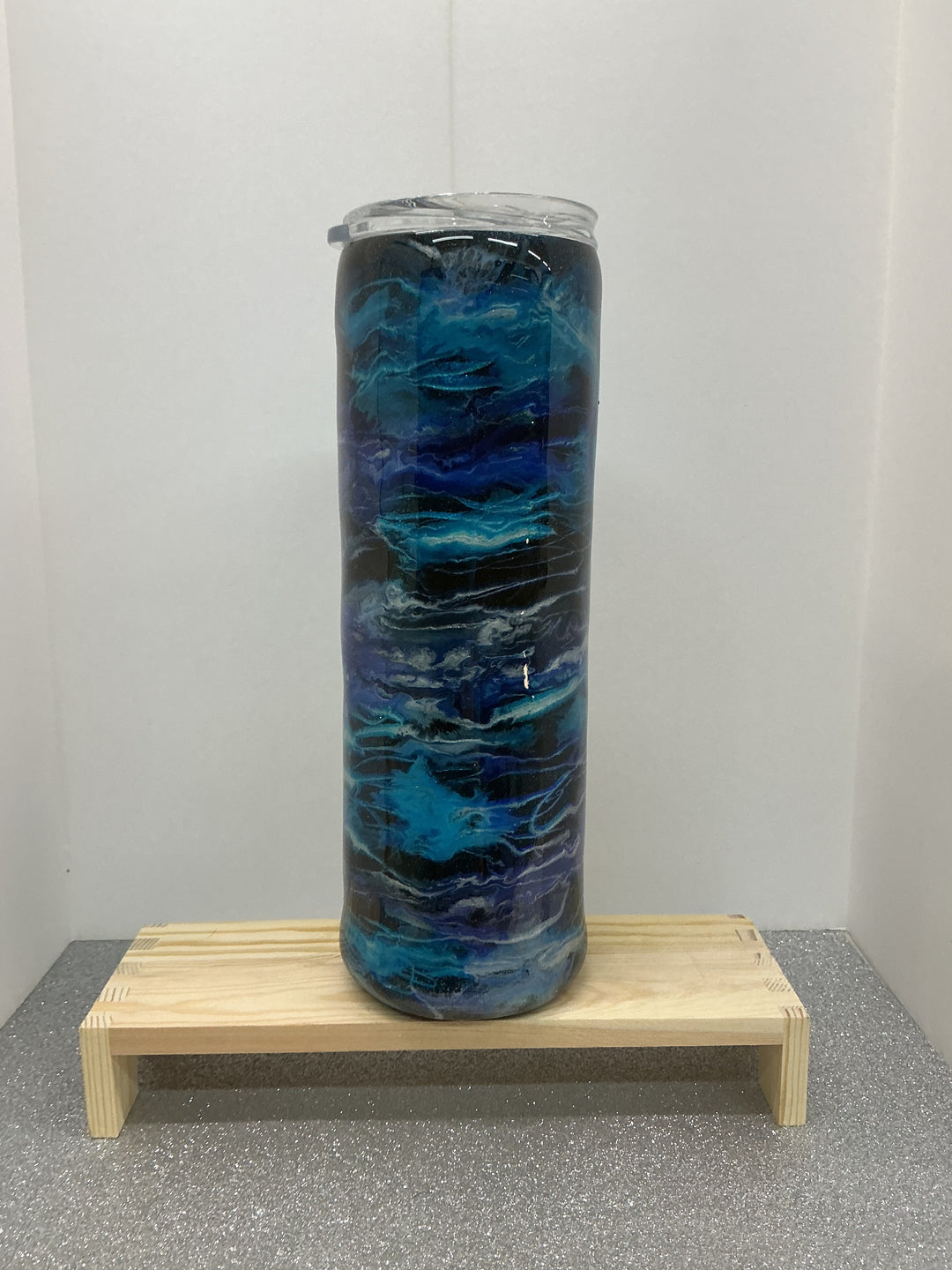 Blue at Night by Nancy’s Designs, artistic fabric with deep blue and black tones, showcasing a flowing textile design.