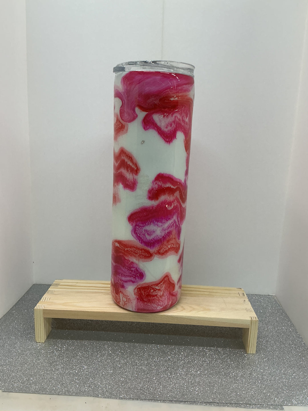 Marbled reds art print by Nancy’s Designs featuring swirling red and white marbled patterns on textured paper.