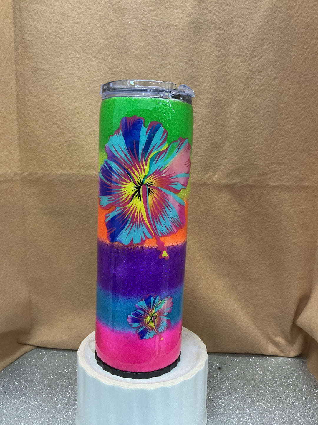 Neon glitter with flowers