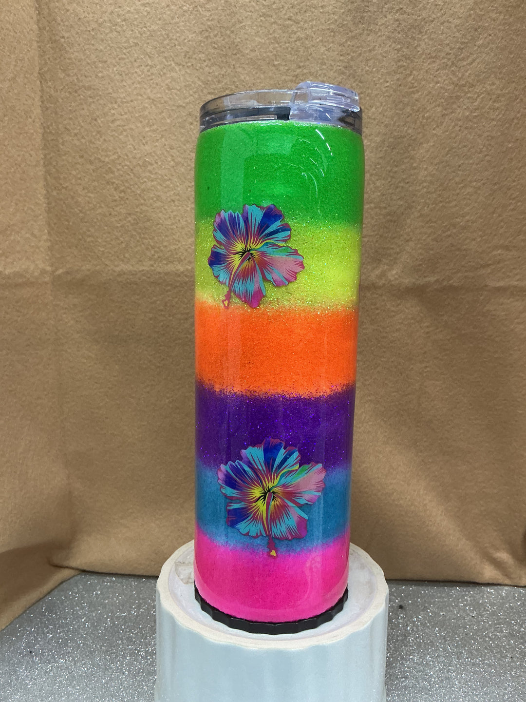 Neon glitter with flowers