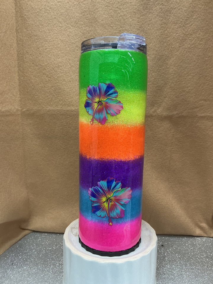 Neon glitter with flowers
